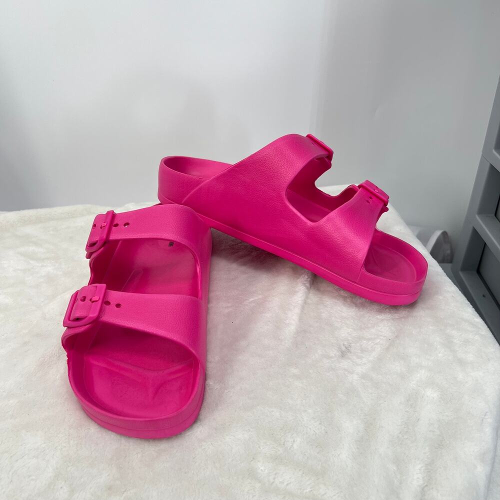 PRETTY LITTLE THING  Sz 9  Two  Strap Slides  Adjustable  Cushioned  Summer